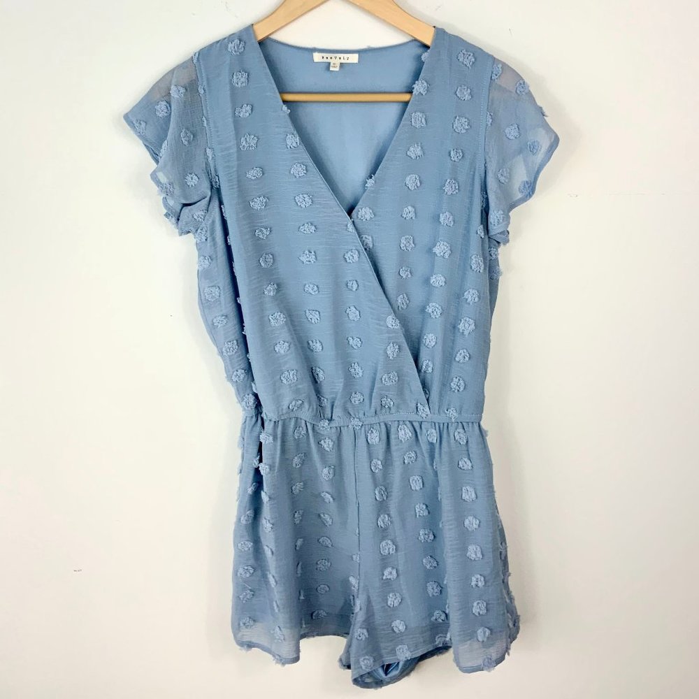 Sweet and Sassy Swiss Dot Romper - Blue